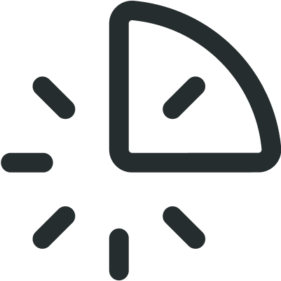 Pictogram of a pie chart symbolizing data analysis and performance metrics in digital marketing and SEO services.