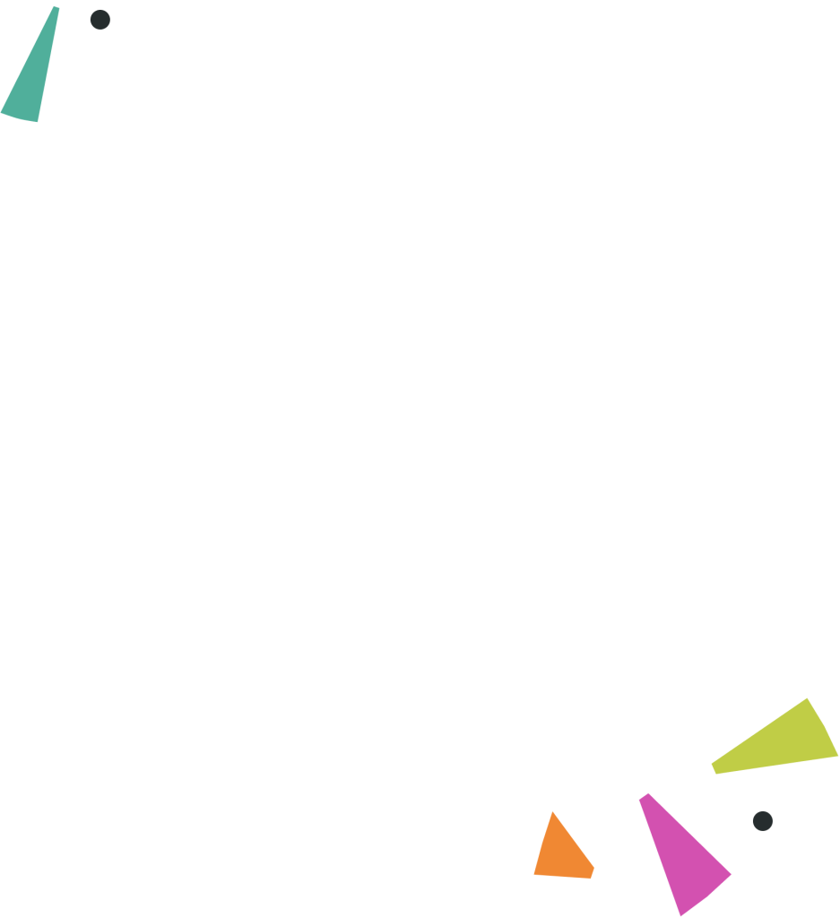 Creatieve grafische elementen met kleurrijke vormen, passend bij de branding van een SEO-bureau dat zich richt op online zichtbaarheid en leadgeneratie.